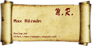 Max Rézmán névjegykártya